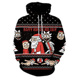 Lyprerazy Rick and Morty Christmas Hoodies Comic Casual Tracksuit Pullover Hooded Santa Claus print Unisex Sweatshirt Hoodie