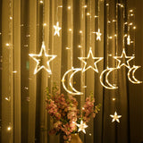 Moon Star Lamp LED Lamp String Ins Christmas Lights Decoration Holiday Lights Curtain Lamp Wedding Neon Lantern 220v fairy light