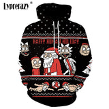 Lyprerazy Rick and Morty Christmas Hoodies Santa Claus print Unisex Sweatshirt Hoodie Comic Casual Tracksuit Pullover Hooded