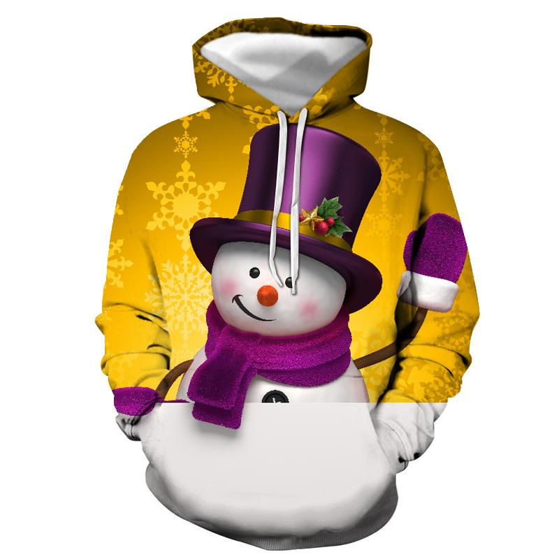 2019 new hoodies man Christmas new autumn and winter hoodie 3D printing old man and elk print hoodie couple models hip hop tops