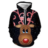 2019 new hoodies man Christmas new autumn and winter hoodie 3D printing old man and elk print hoodie couple models hip hop tops