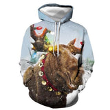 2019 new hoodies man Christmas new autumn and winter hoodie 3D printing old man and elk print hoodie couple models hip hop tops