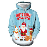 2019 new hoodies man Christmas new autumn and winter hoodie 3D printing old man and elk print hoodie couple models hip hop tops