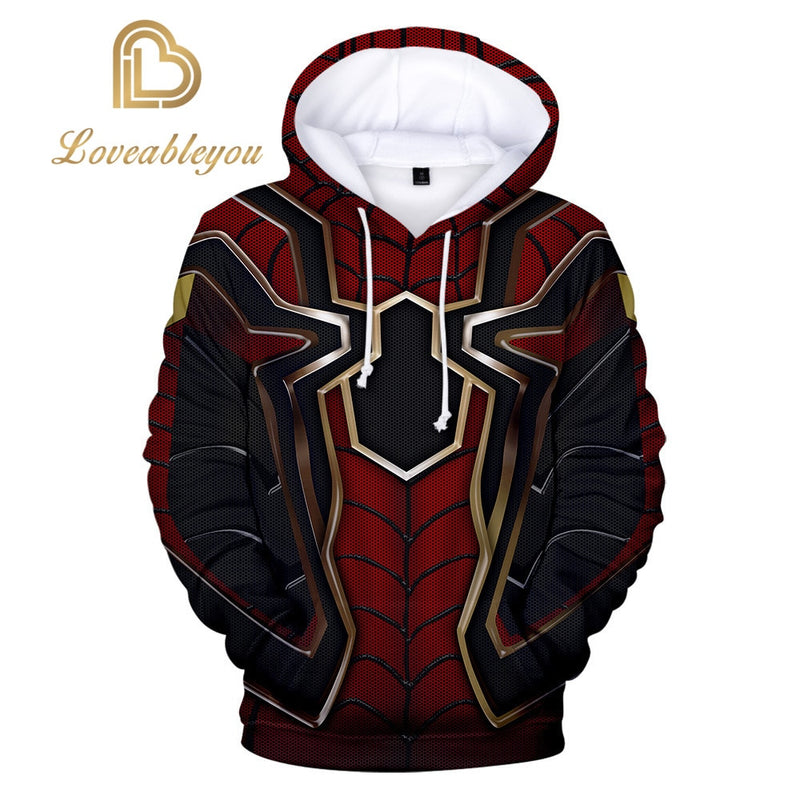 Iron Spiderman Hoodie Anime Gaming Men 3D Print Streetwear Hip Hop Punk Hoodie Hoody Streetwear Black Jacket Christmas Gifts