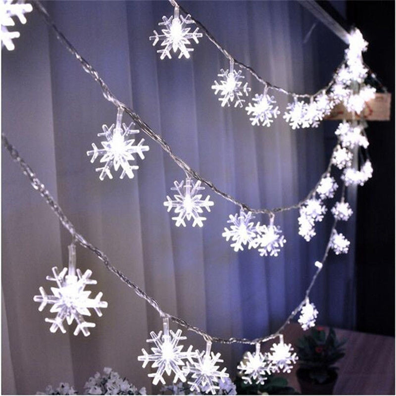2M 5M 10M Christmas Snowflakes Led String Fairy Light Party Wedding Garden Garland Decoration Battery USB 220V Solar Powered