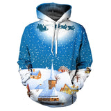 Christmas 3D Printed Sweatshirts Fashion Santa Pullover Snowflake Print O Neck Long Sleeve Casual Hoodies for Mens Clothing