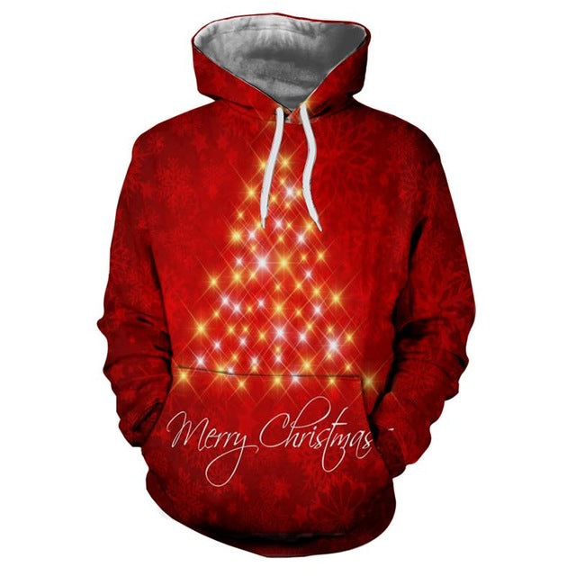 2018 New Men 3D Sweatshirts Christmas Hoodies Women Pug Snow Tree Hat Deer Cat Dog Santa Claus Brand Clothing Hoodie